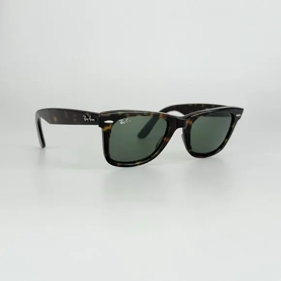 Ray-Ban Sunglasses Wayfarer RB2140 902 Handmade in Italy G15 Tortoise SCRATCHED